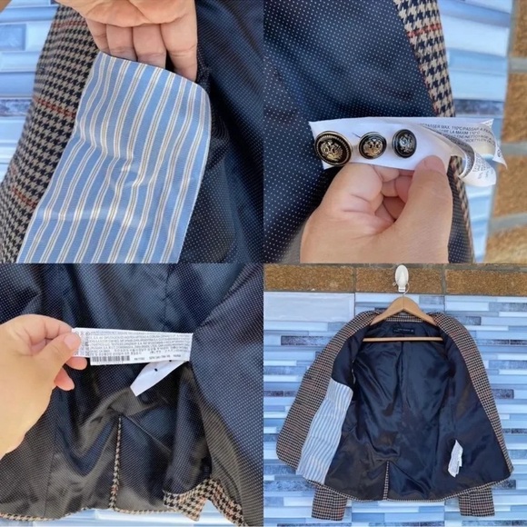 zara check gingham blazer jacket button size XS - Picture 16 of 16
